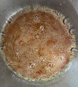 Dark amber sugar stage salted caramel