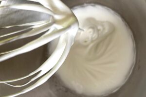 Lemon Macarons process step swiss meringue partially whisked