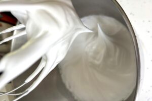 Lemon Macarons process step swiss meringue soft peak